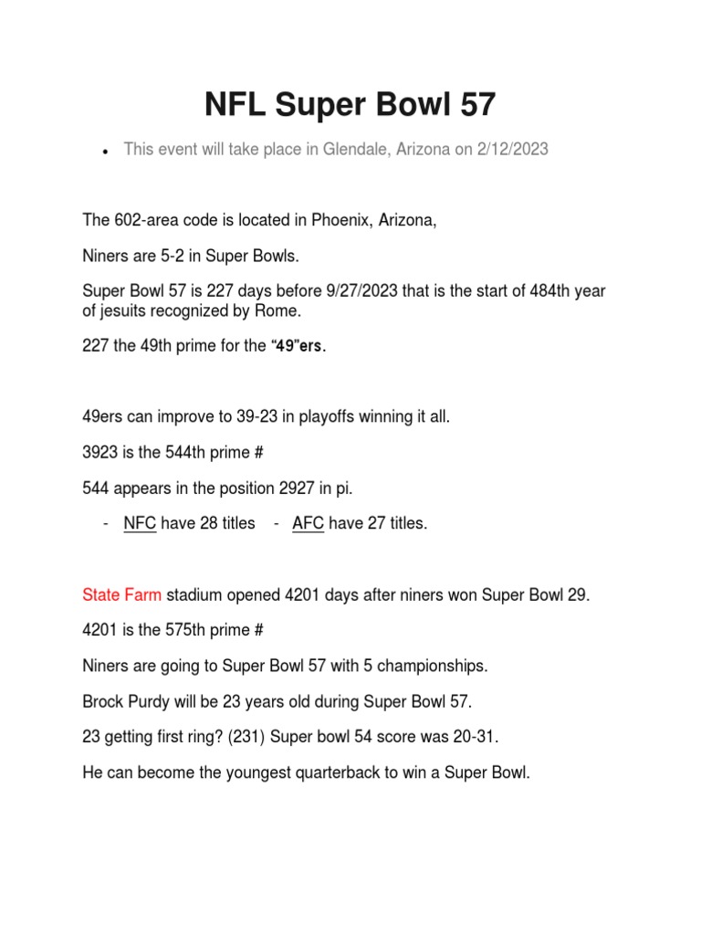 Super Bowl 57 PDF Super Bowl San Francisco 49ers