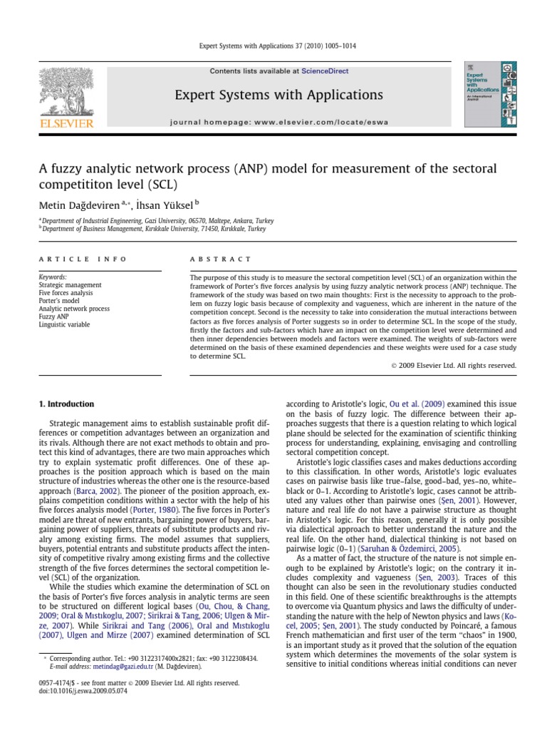 Fuzzy ANP Model for Sectoral Competition | PDF | Fuzzy Logic ...