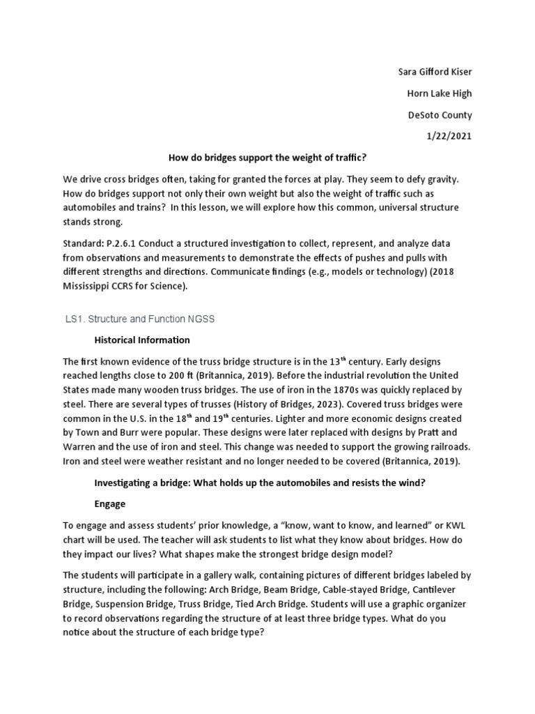 5E Lesson Plan - Bridges | PDF | Bridge | Science