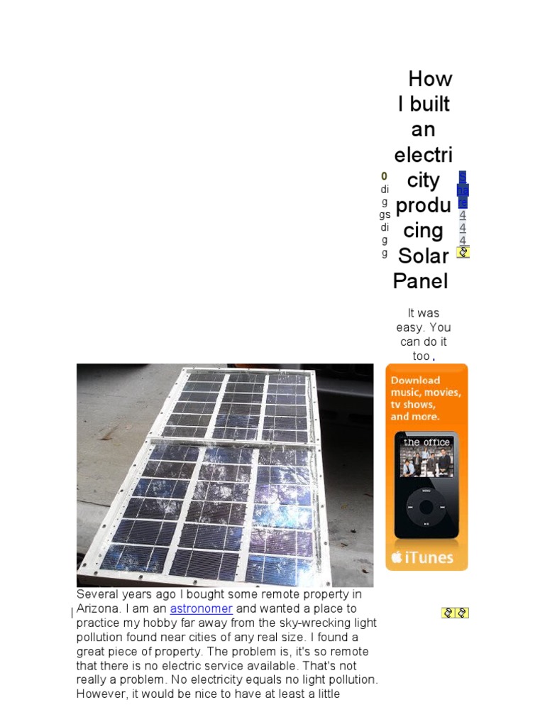 How I Built An Electri City Produ Cing Solar Panel: Di G Gs Di G G ...