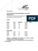 Determina valor inventario ferretería con métodos última factura, promedio simple y ponderado