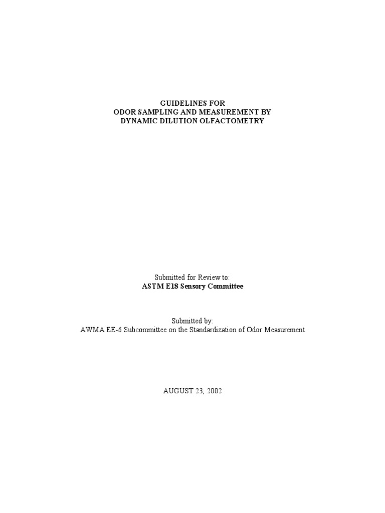Odor Measurement Guidelines: Dynamic Olfactometry | PDF | Odor | Flow ...