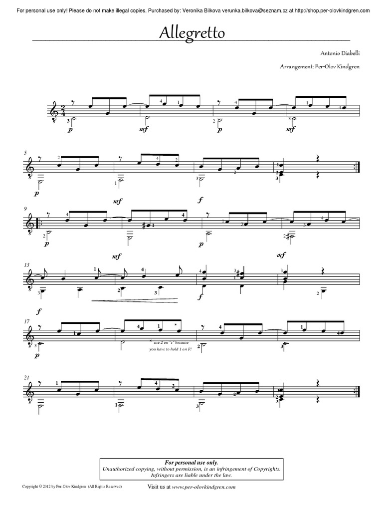 Diabelli Allegretto C Download Free PDF Copyright Infringement