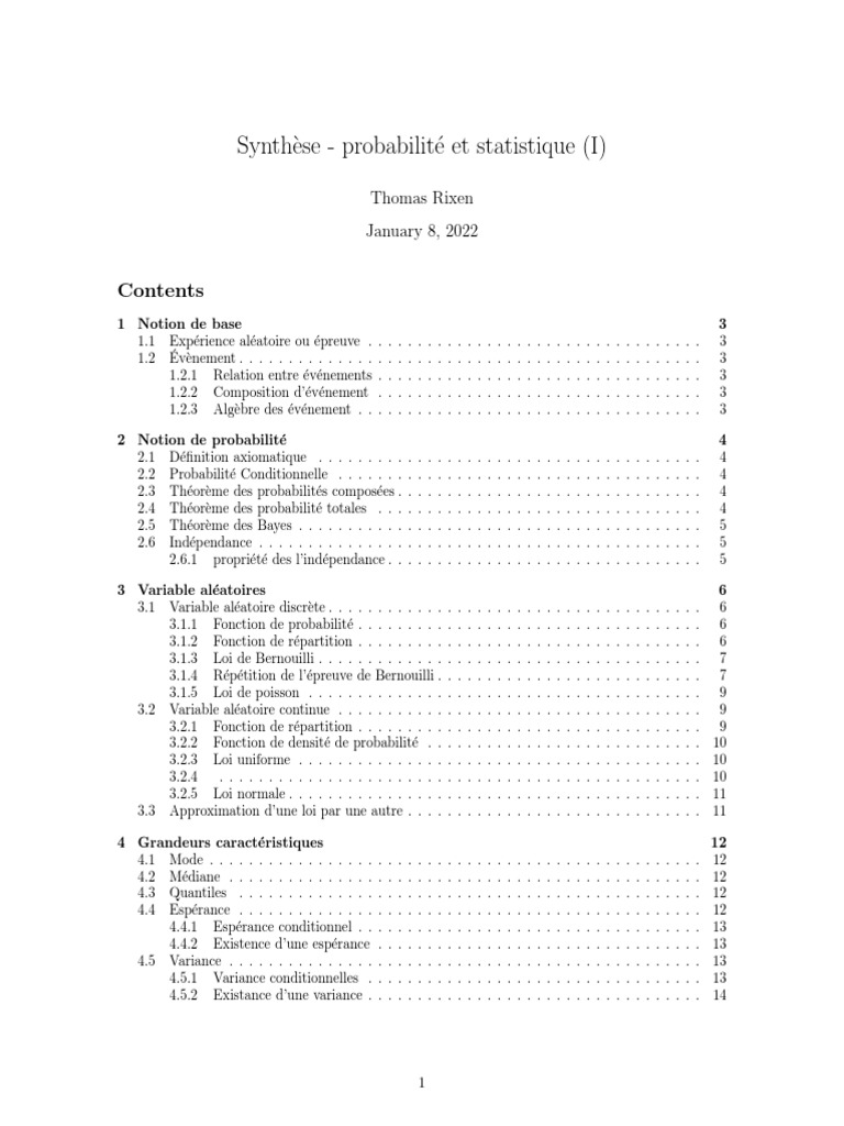 Introduction à la Probabilité et Statistique | PDF | Variance ...
