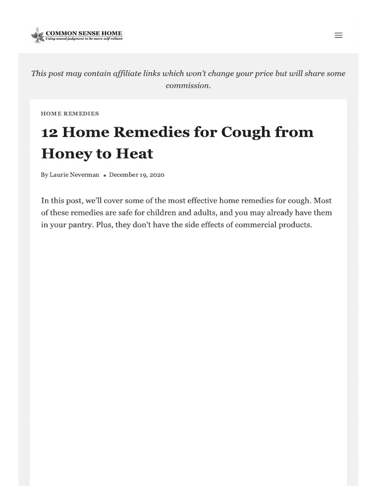 12 Home Remedies For Cough From Honey To Heat PDF