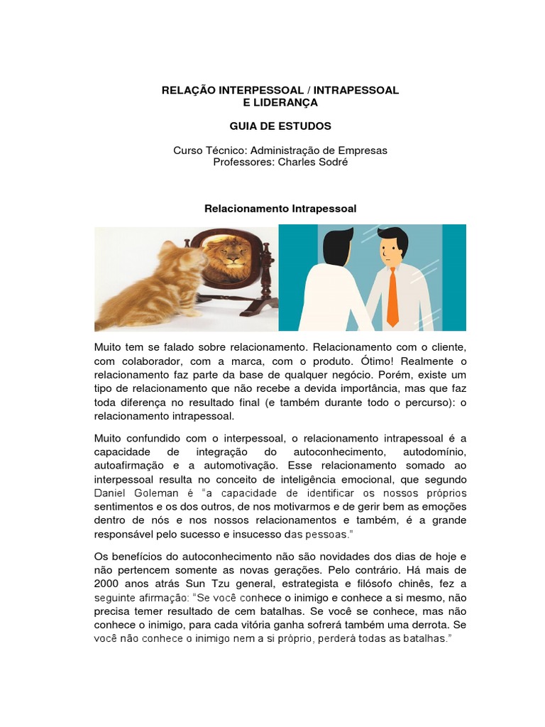 Guia de Estudos Abril 22 Relação Interpessoal | PDF | Comunicação ...