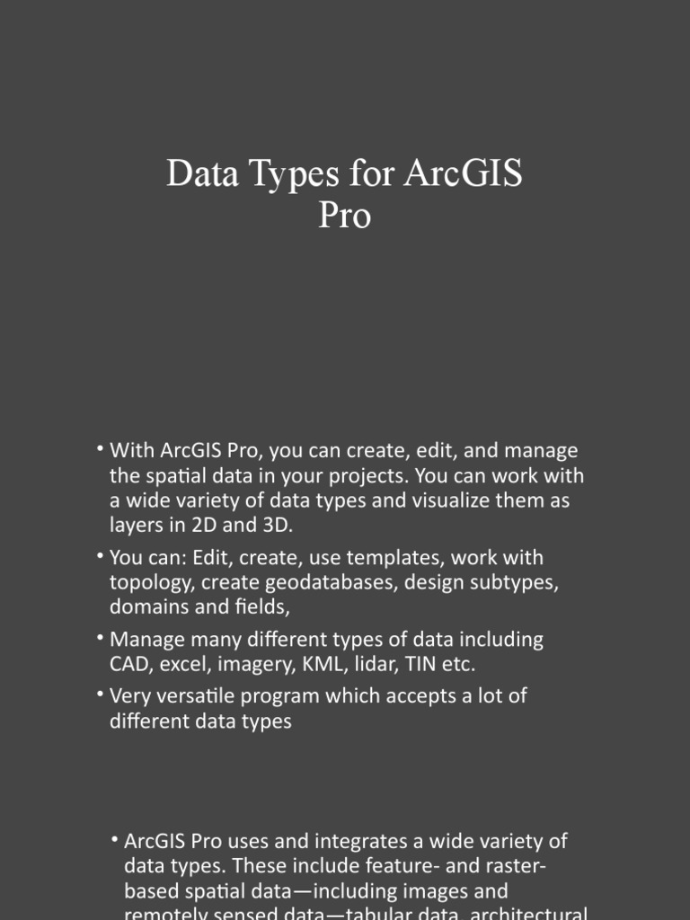 Data Types For ArcGIS Pro | PDF