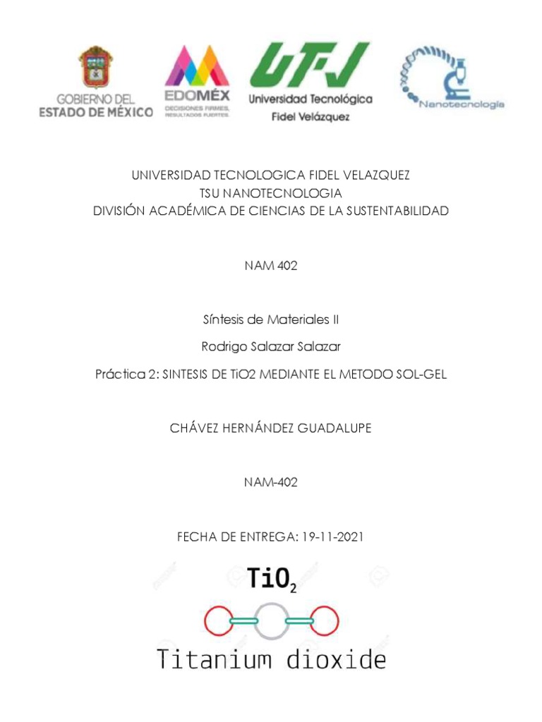 Sintesis de TiO2 Metodo Sol Gel | PDF | Dióxido de titanio | Titanio