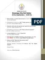 Orden de Culto Domingo 20 - Adoracion Vespertina