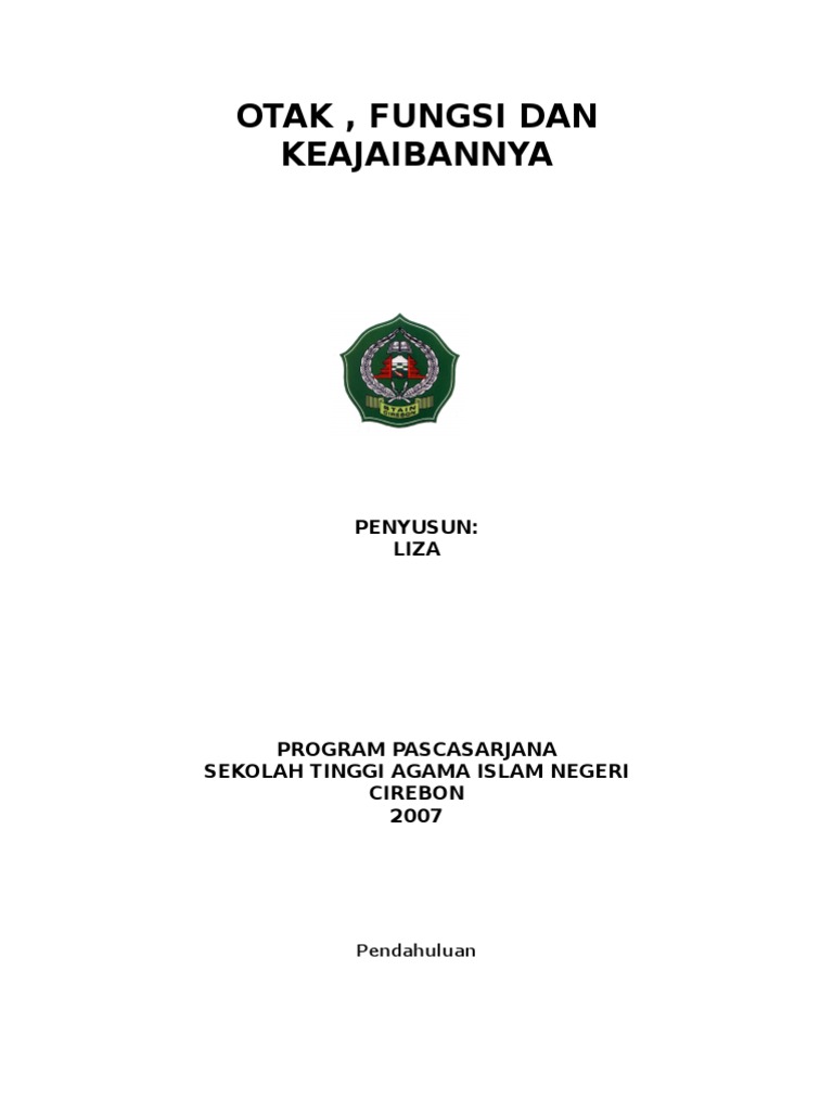 Makalah Tentang Otak Dr Liza Pasca Sarjana STAIN Cirebon