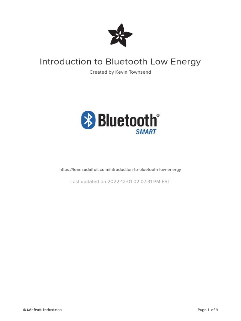 Introduction to bluetooth low energy pdf bluetooth computer
