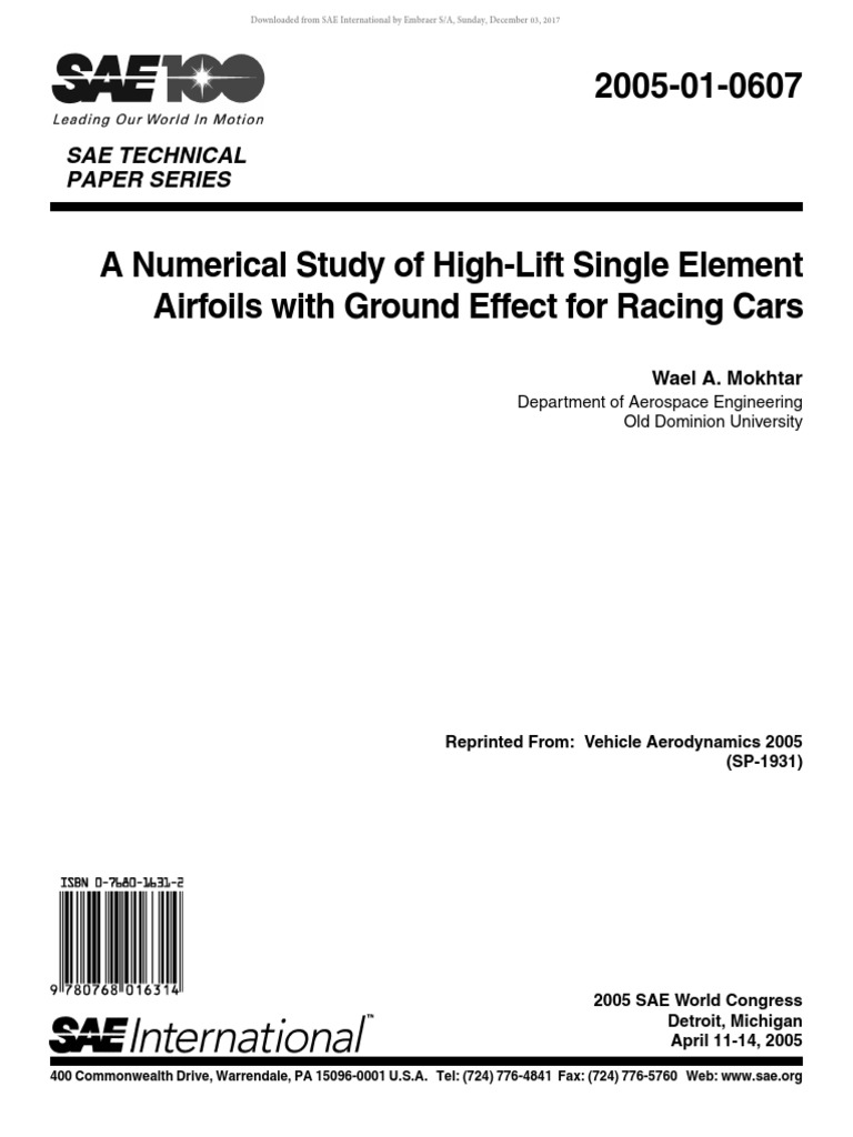 A Numerical Study of HighLift Single Element Airfoils With Ground