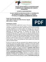 La Coordinadora Departamental de Organizaciones Sociales, Ambientales Y Campesinas Del Caquetá (Coordosac) Le Invita A Participar en El