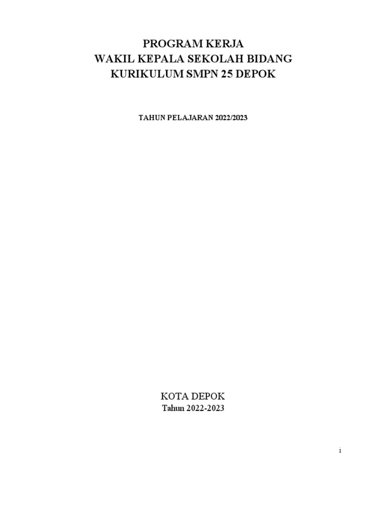 Program Kerja Waka Kurikulum SMPN 25 DEPOK 2023 | PDF