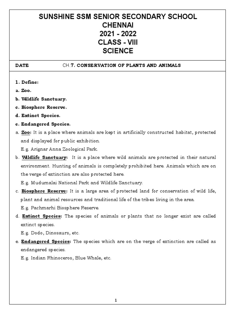 Conservation of Plants and Animals | PDF