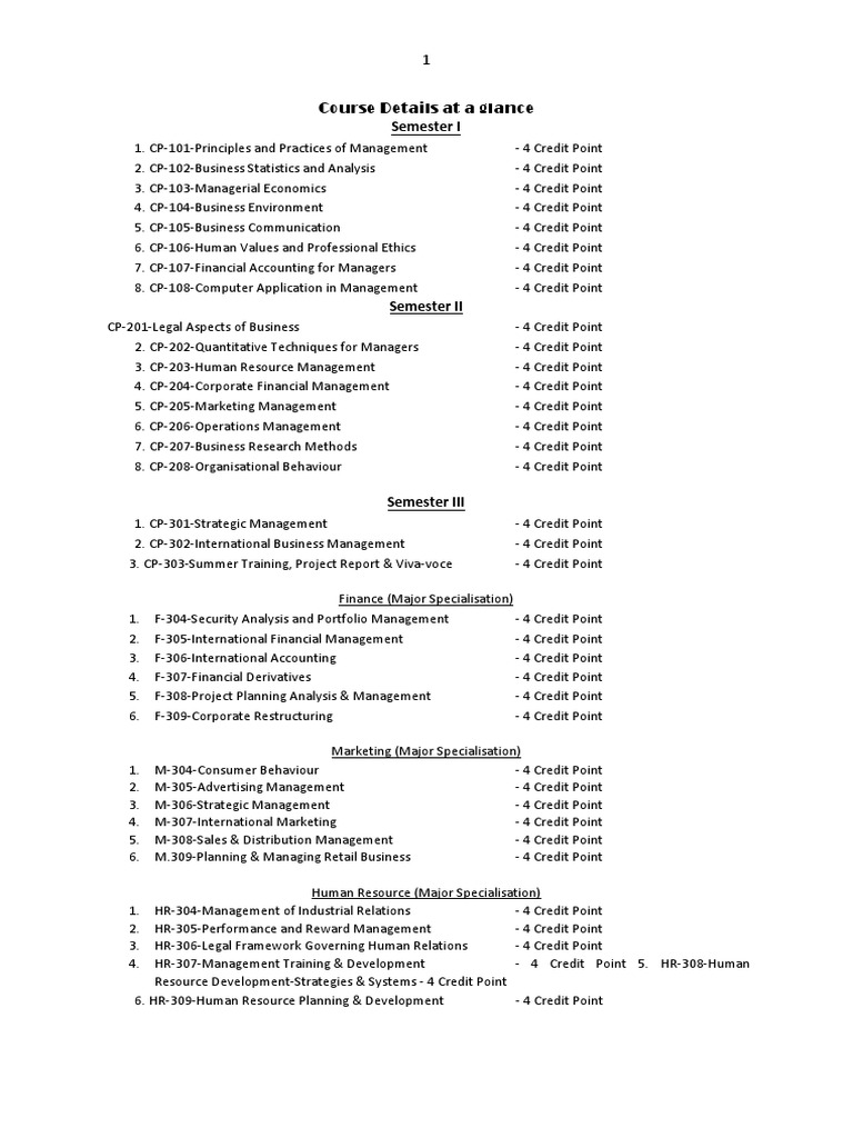 MBA Course Structure and Specializations | PDF | Financial Accounting ...