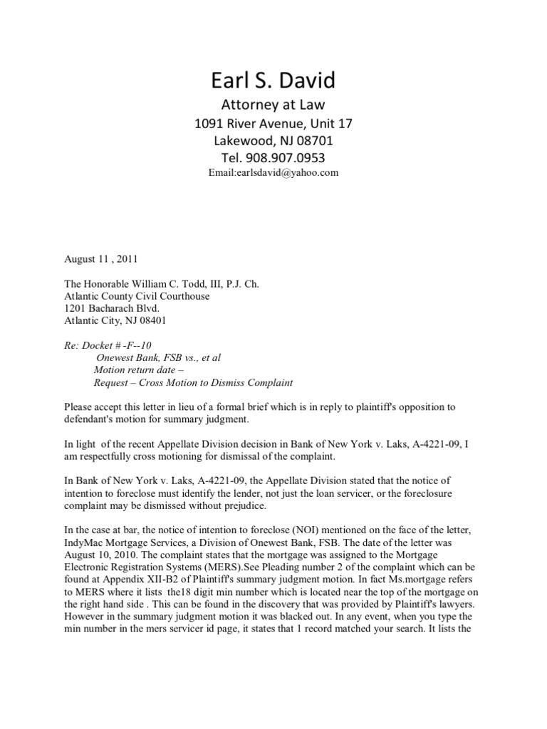 Cover Letter and Brief To Court 08-15-11 12-30 Am - 10 | PDF | Law