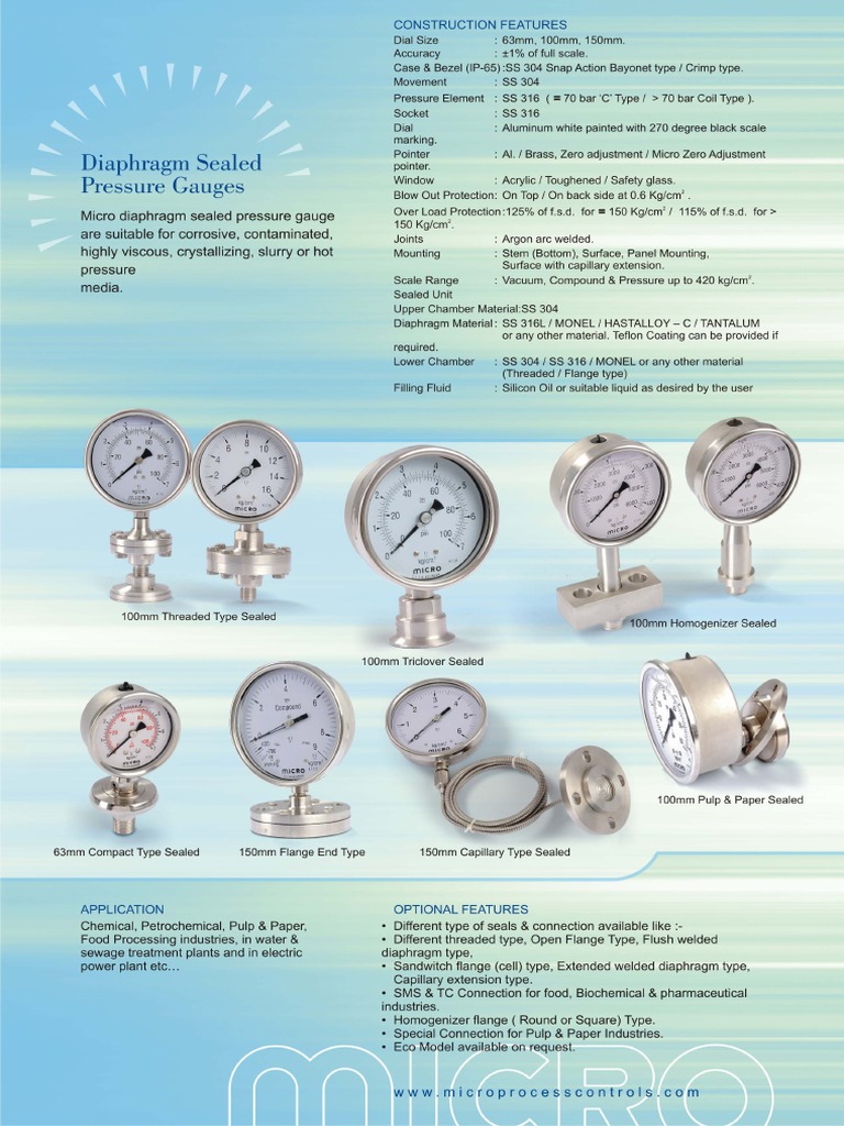 Diaphargm Sealed Pressure Gauge PDF