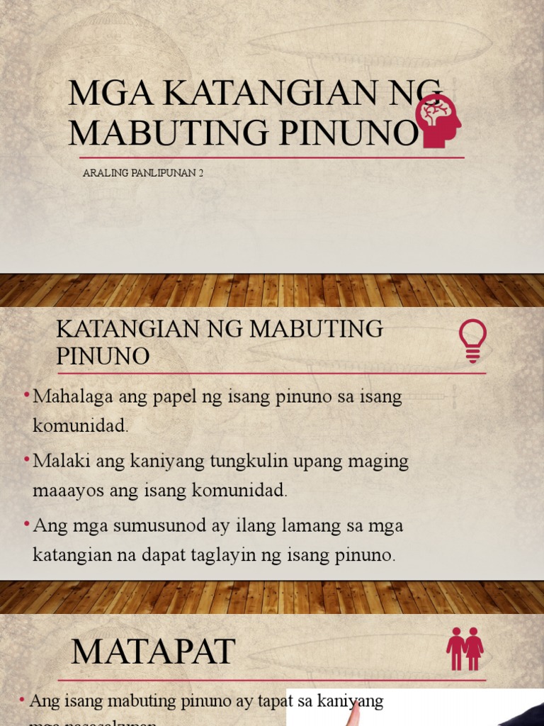 Mga katangian ng mabuting pinuno araling panlipunan 2 pdf