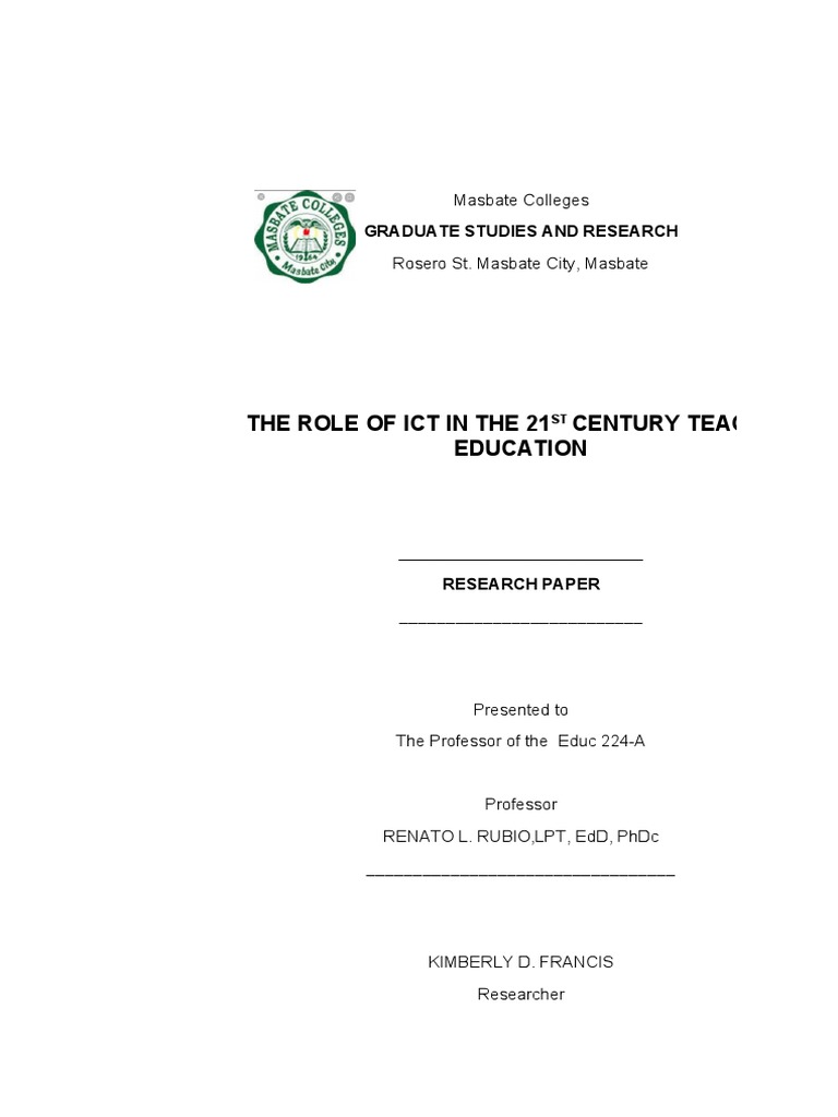 The Role Of Ict In 21st Century Research Pdf Educational Technology