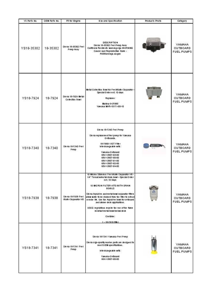 Yamaha Outboard Fuel Pumps PDF Engines Machines