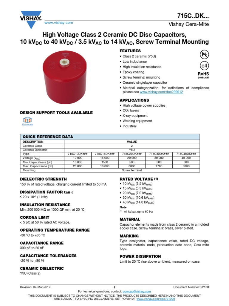 DC DC AC AC Vishay CeraMite PDF Capacitor Voltage