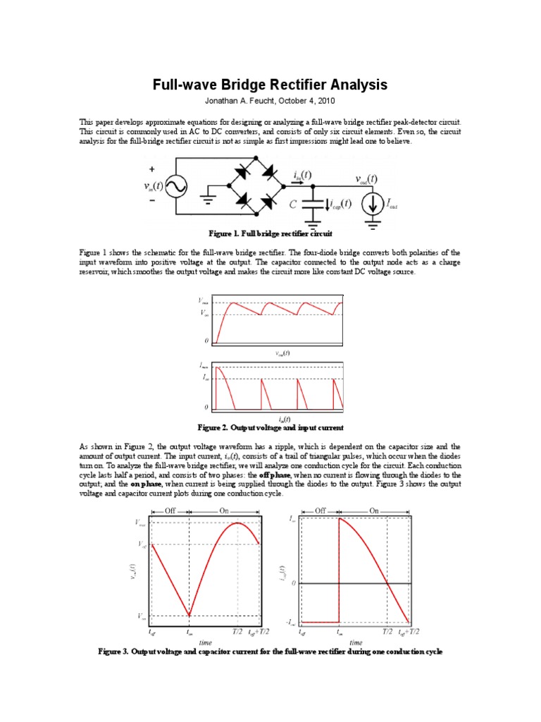 Full Wave Bridge Rectifier PDF Rectifier Electrical Network