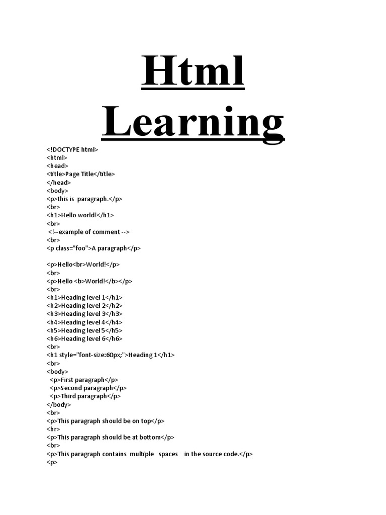 HTML Learning PDF