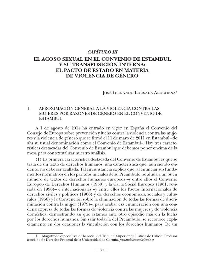 Acoso Sexual en el Convenio de Estambul | PDF | Acoso sexual | La ...