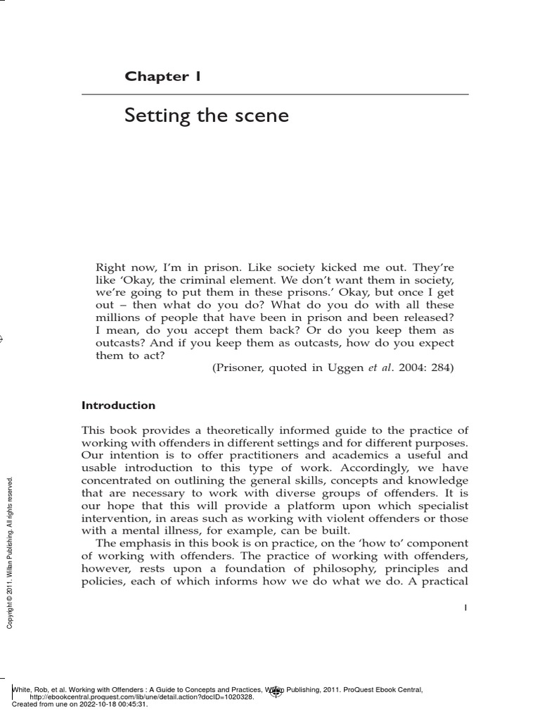 Working with offenders a guide to concepts and pra 1 setting the