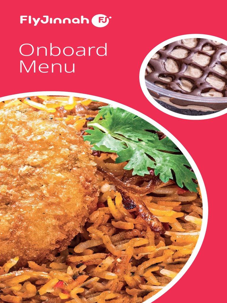 Fly Jinnah Onboard Menu Options | PDF | Foods | Cuisine