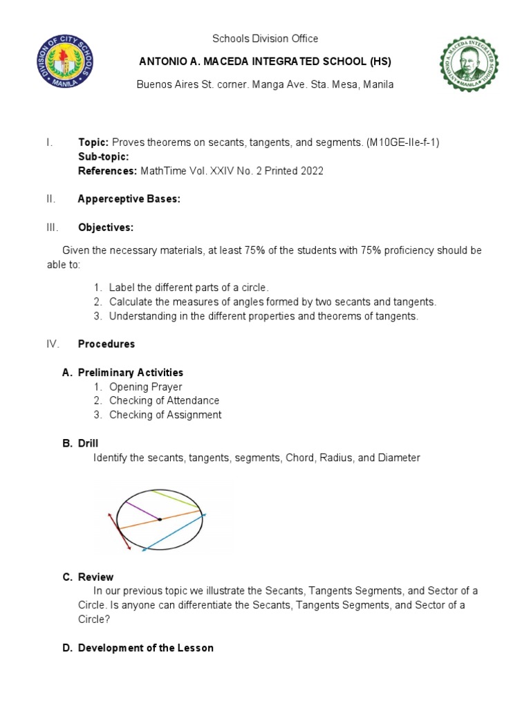 Circle Theorems for Grade 10 Math | PDF | Circle | Tangent