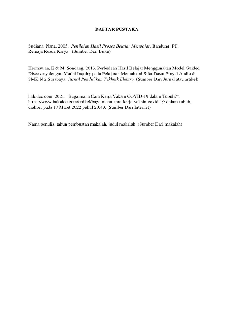 Contoh Penulisan Daftar Pustaka | PDF