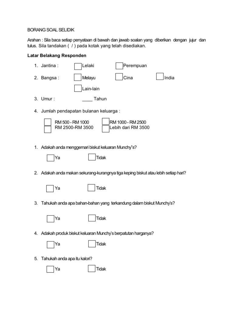 Contoh Soalan Latar Belakang Responden - New Sample h