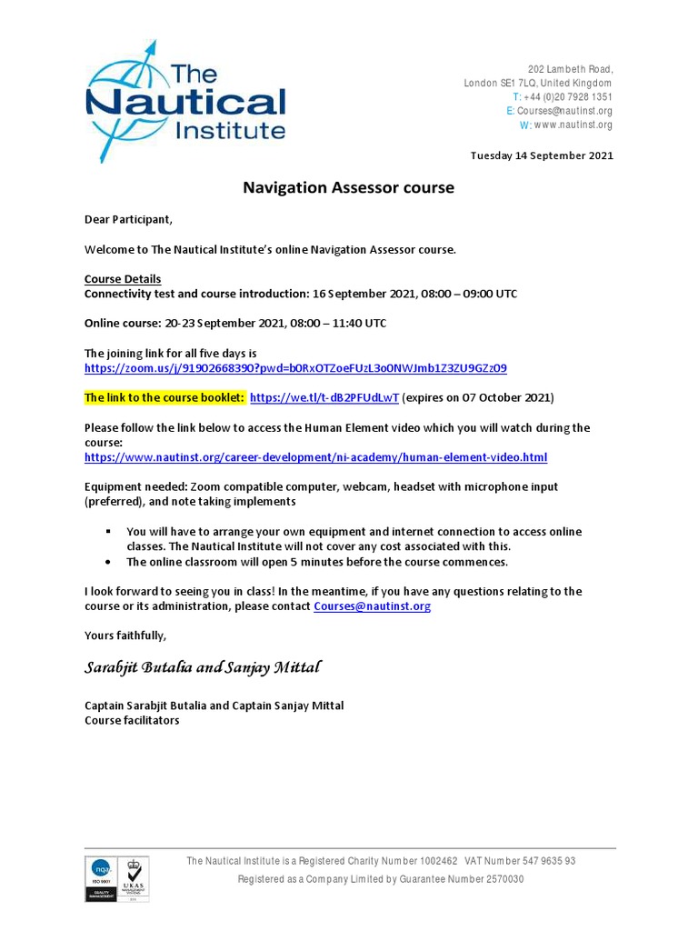 Online Navigation Assessor Course Details | PDF