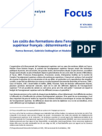Focus: Les Coûts Des Formations Dans L'enseignement Supérieur Français: Déterminants Et Disparités