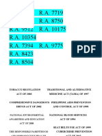 R.A. 9211 R.A. 7719 R.A. 9165 R.A. 8750 R.A. 9512 R.A. 10175 R.A. 10354 R.A. 7394 R.A. 9775 R.A. 8423 R.A. 8504