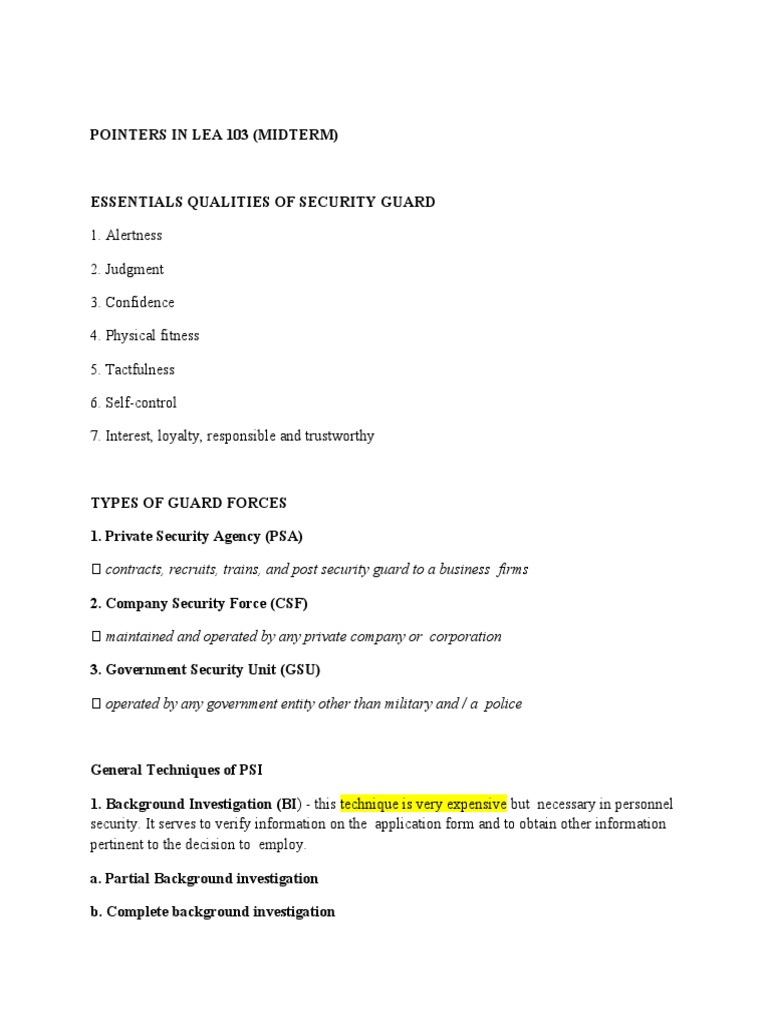 Essentials of Security Guard Duties | PDF | Background Check | Security ...