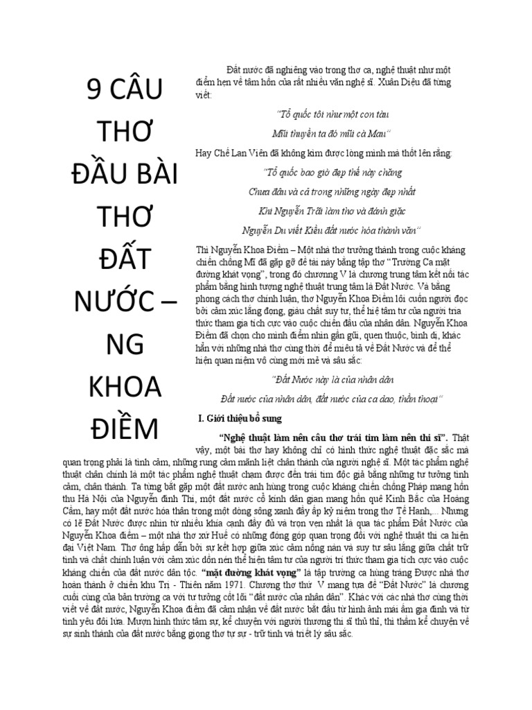 pt 9 câu đầu đất nước