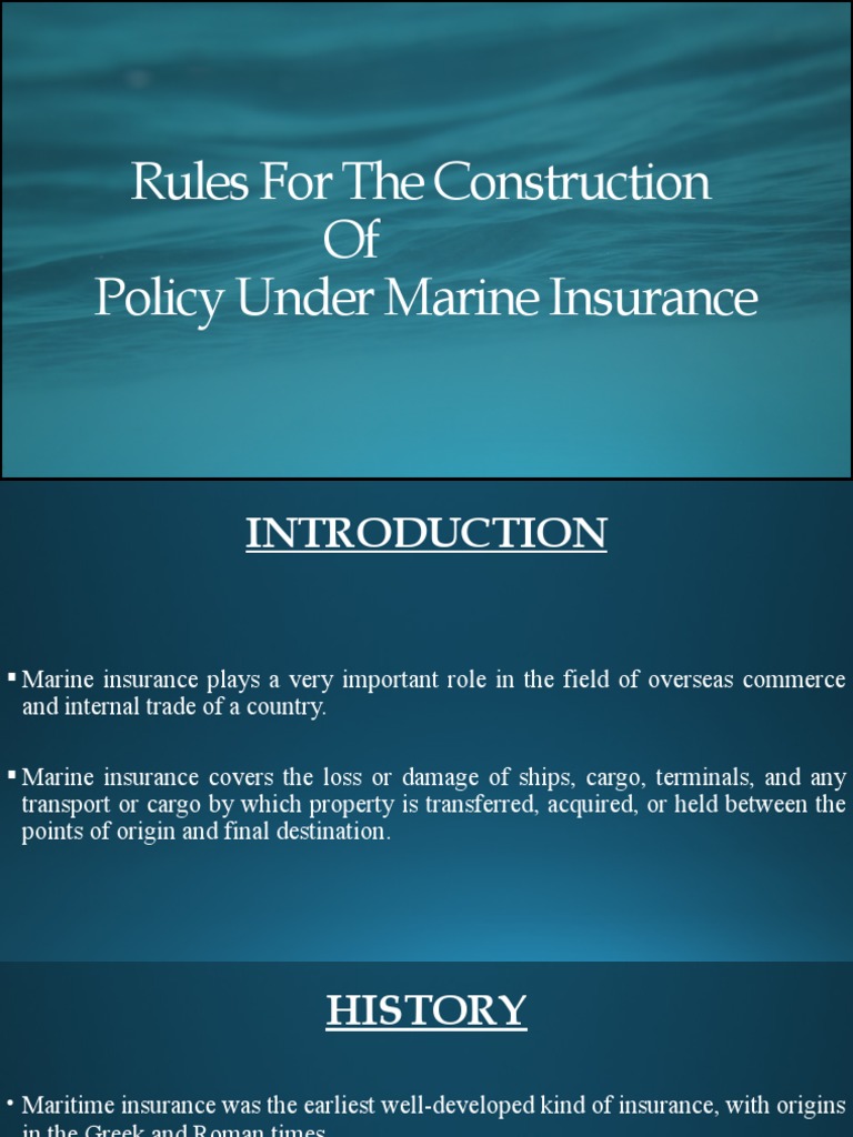 Rules For The Construction of Policy Under Marine Insurance PDF