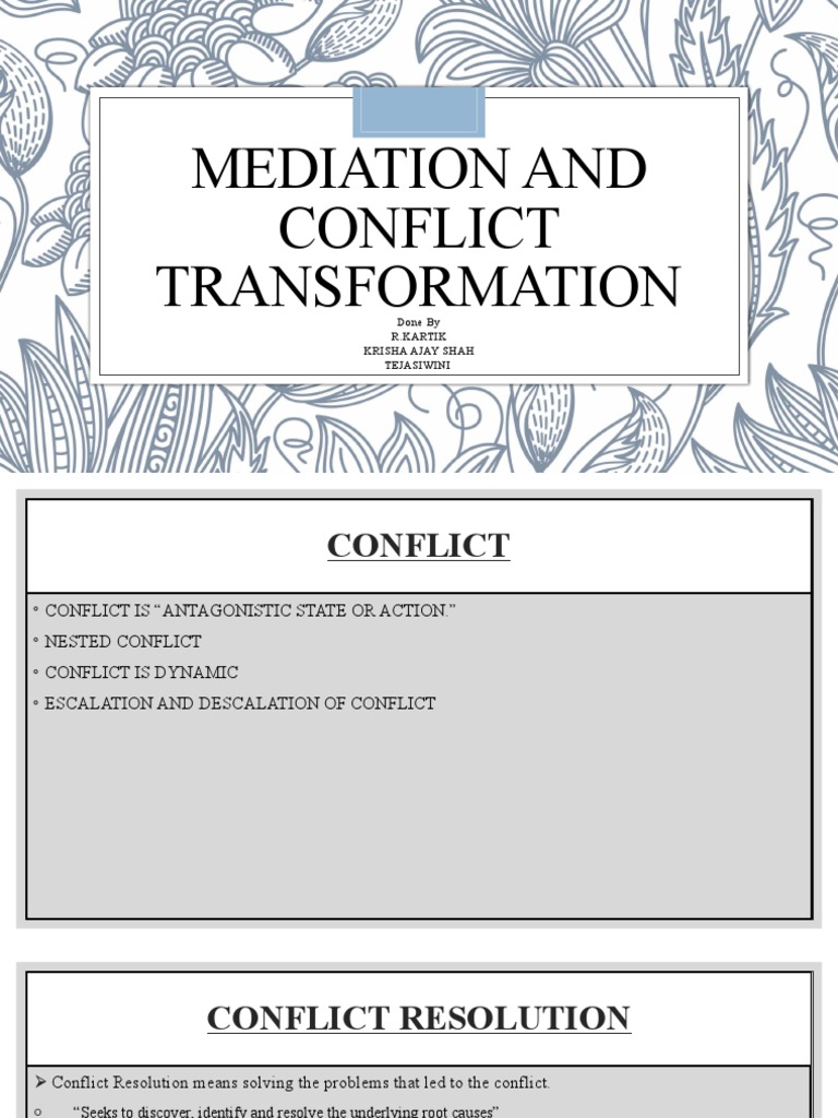 Mediation and Conflict Transformation Guide | PDF | Conflict Resolution ...