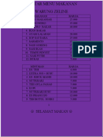 Daftar Menu Makanan Warung Zeline