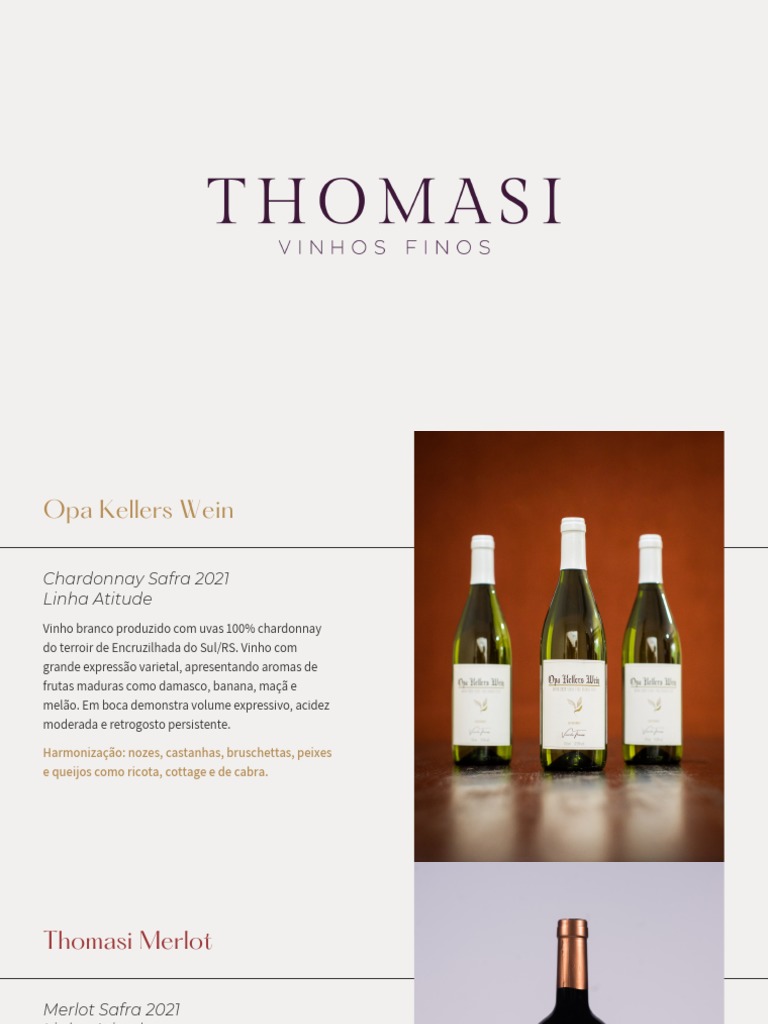 Vinhos Finos da Vinícola Thomasi | PDF | Vinhos | Culináriar