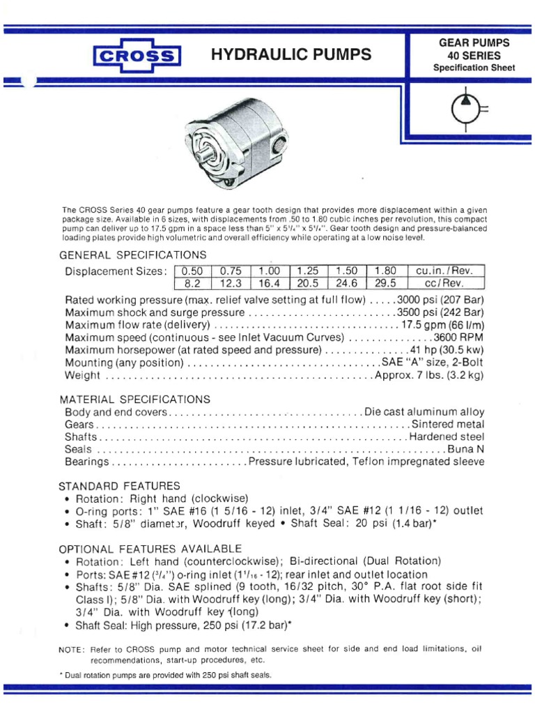 Cross Pump Gear 40,50,53,60 Series Gear Pump PDF