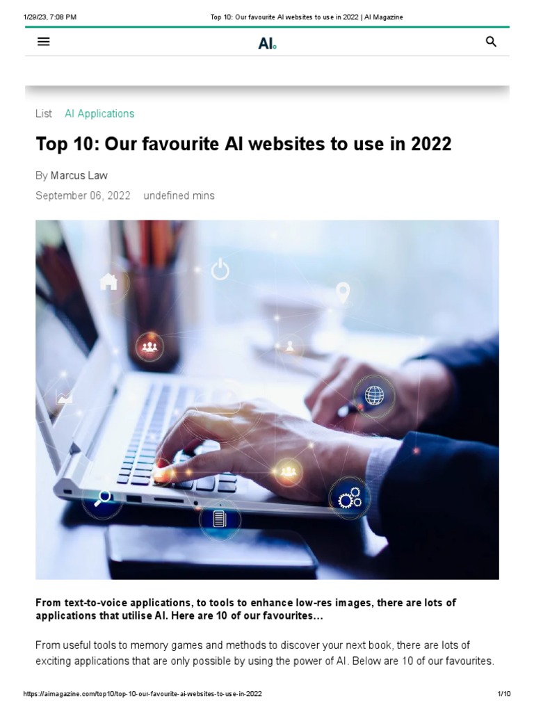 Top 10 Our Favourite Ai Websites To Use In 2022 Ai Magazine Pdf