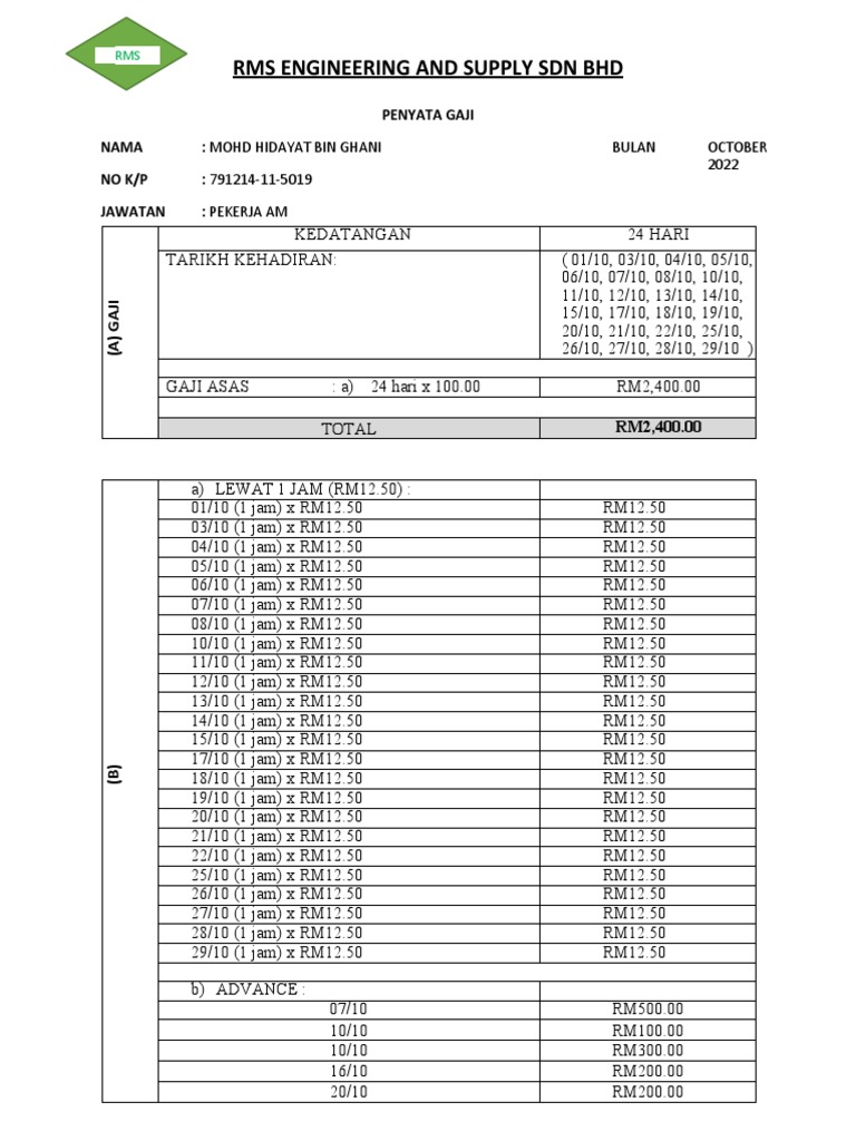 Penyata Gaji Dayat October 2022 PDF