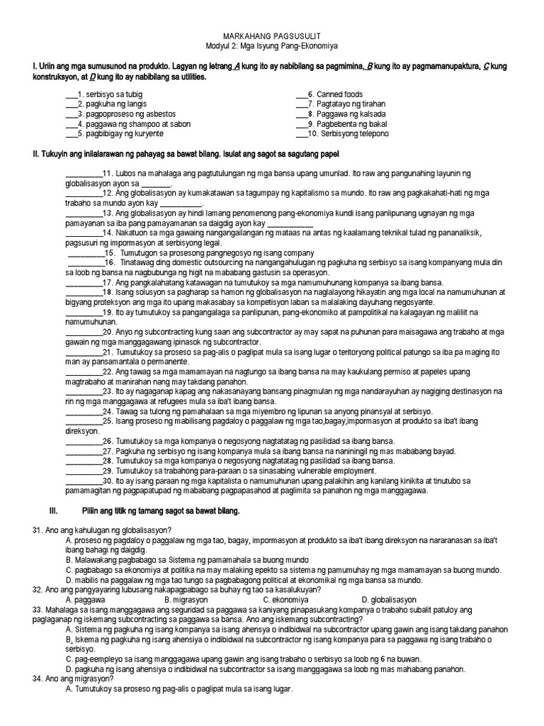 PAGSUSULIT Modyul 2 | PDF