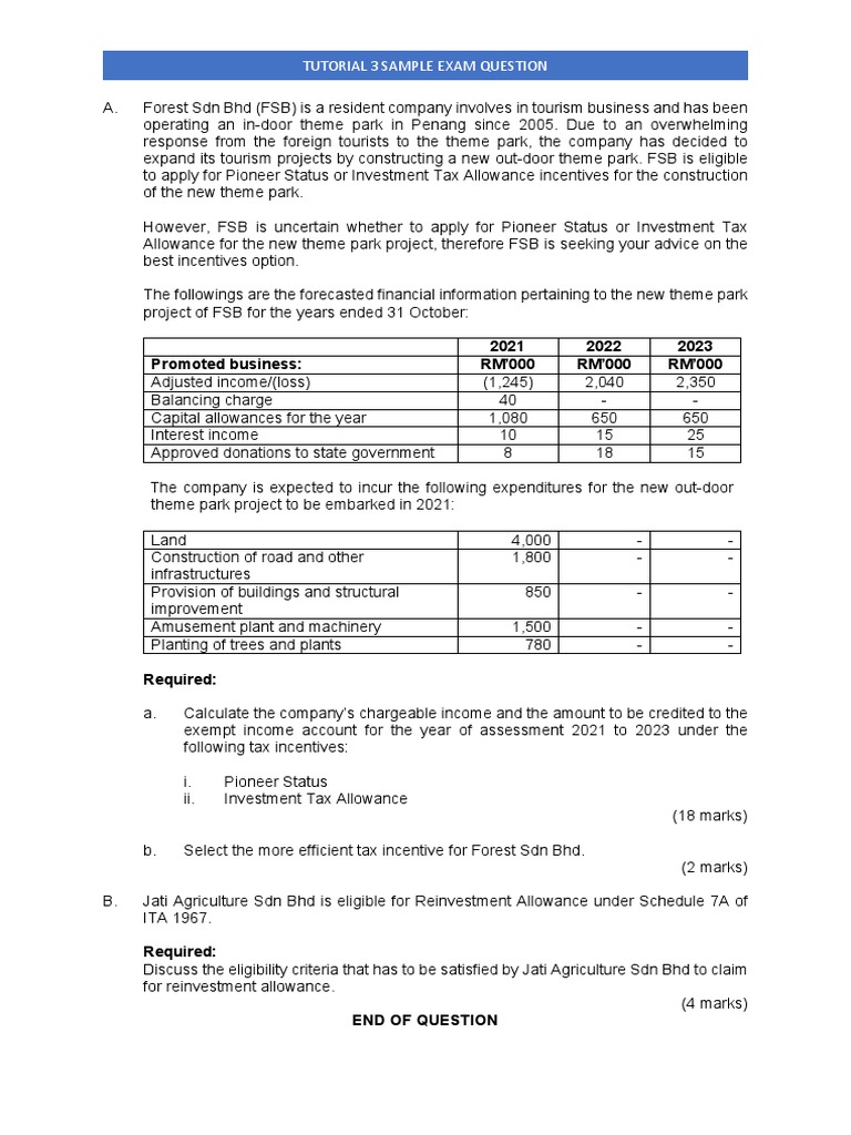 SS Tutorial 3 Sample Exam | PDF | Finance & Money Management