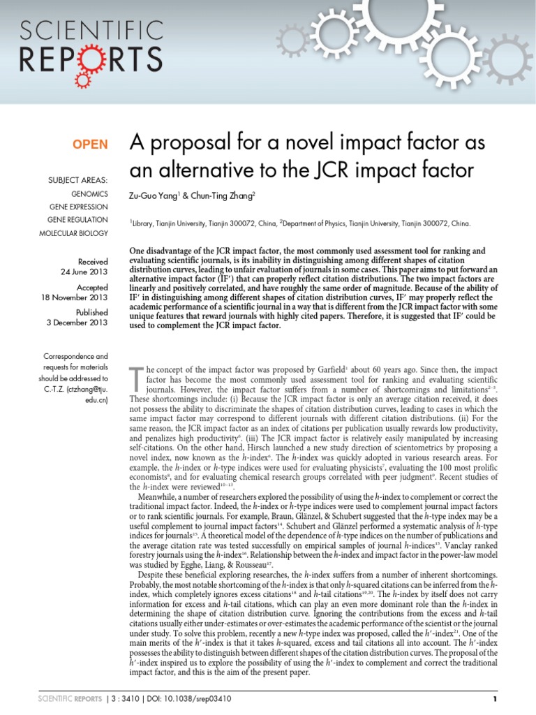 A Proposal For A Novel Impact Factor As An Alternative To The JCR