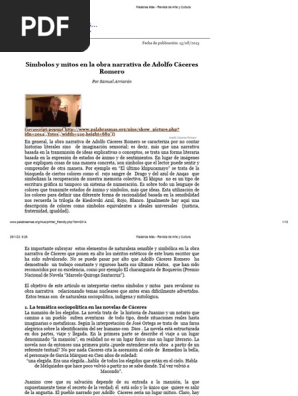 Símbolos y mitos en la obra narrativa de Adolfo Cáceres